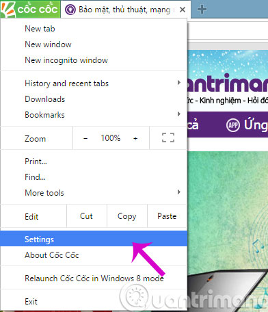 Click Settings
