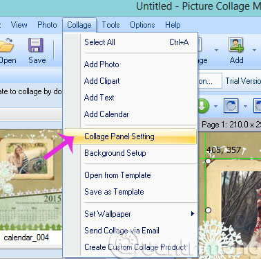 Chọn Collage Panel Setting