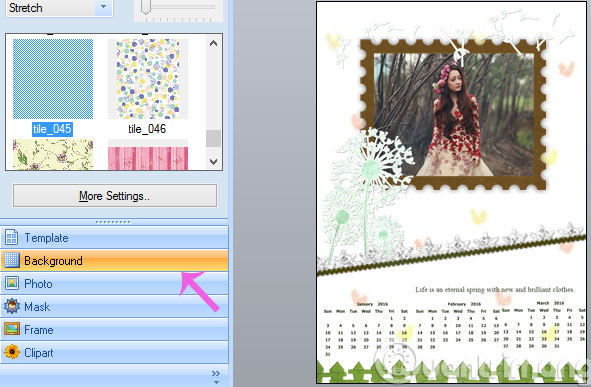 Chọn phông nền cho lịch