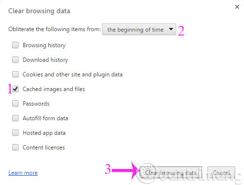 Nhấn Clear browsing data