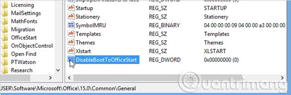 Đổi tên khóa này thành "DisableBootToOfficeStart". Đổi tên khóa này thành "DisableBootToOfficeStart".