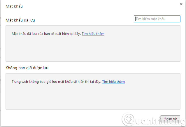 Hộp thoại lưu các loại tài khoản đăng nhập trên Bchrome