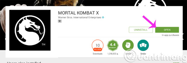 Mở game lên chơi