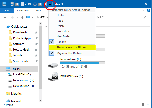 Tìm hiểu về thanh công cụ Quick Access Toolbar trên Windows 10