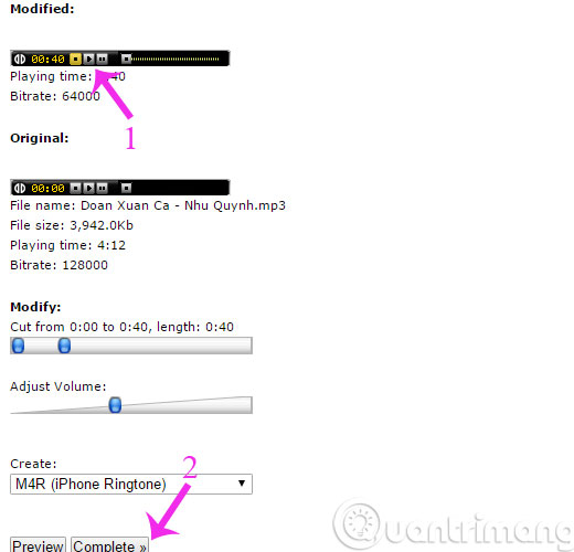 Nghe thử đoạn nhạc chuông
