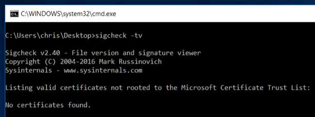 thông báo No certificates found 