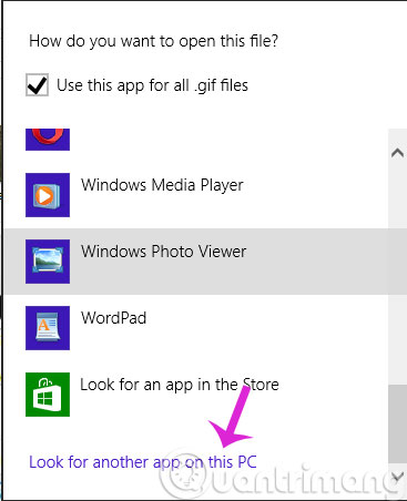 Click Look for another app on this PC