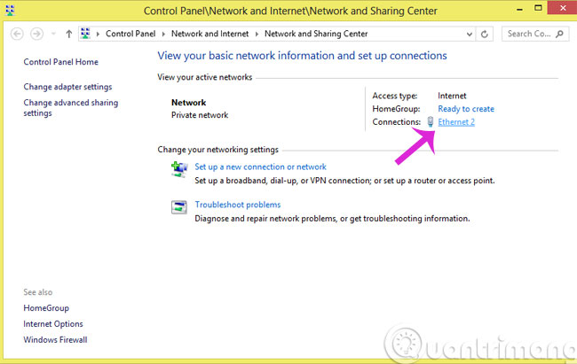 Chọn mạng Internet mà mình đang kết nối