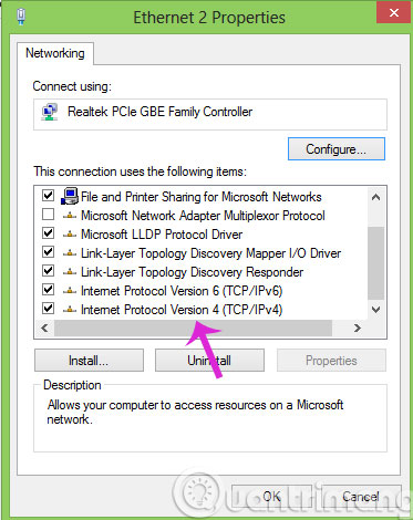 Nhấn Internet Protocol Version 4