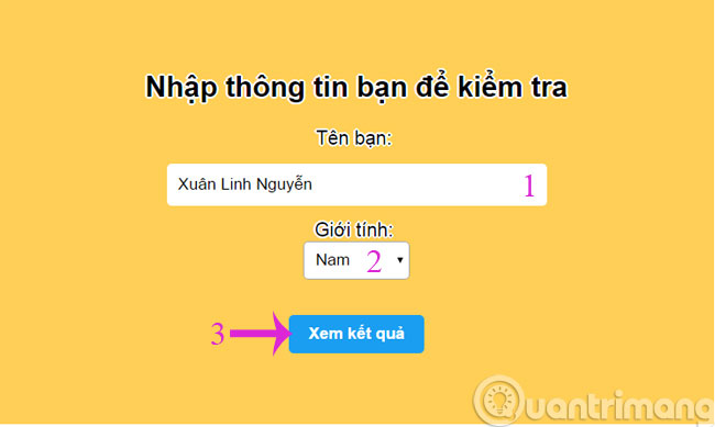 Nhập thông tin để kiểm tra Nhập thông tin để kiểm tra