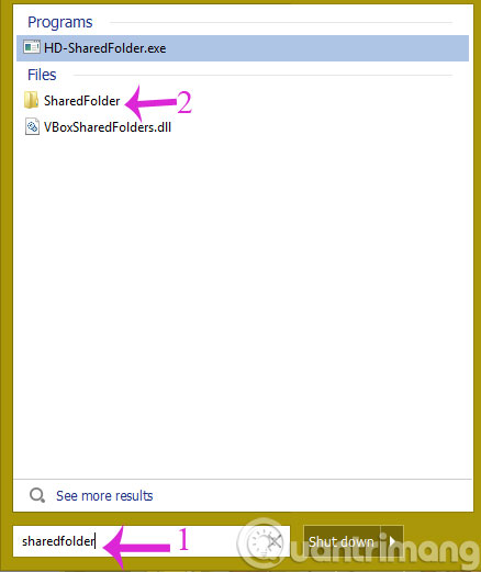 Mở thư mục SharedFolder trên máy tính