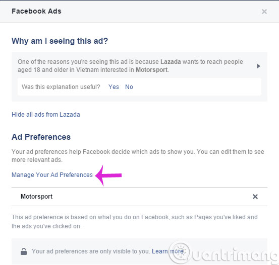 Click Manage Your Ad Preferences Click Manage Your Ad Preferences