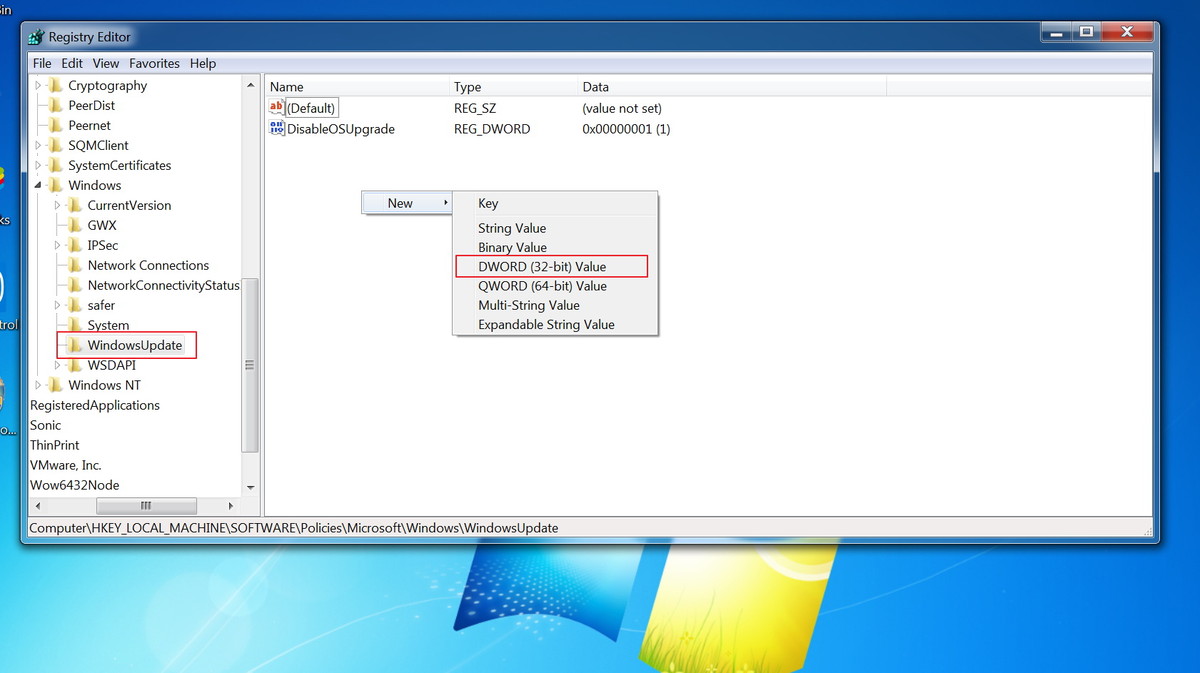 tạo một key DWORD tạo một key DWORD