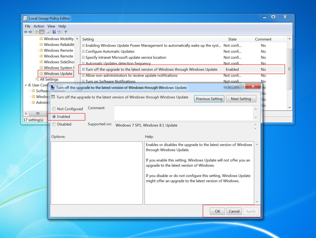 chọn Enable chọn Enable