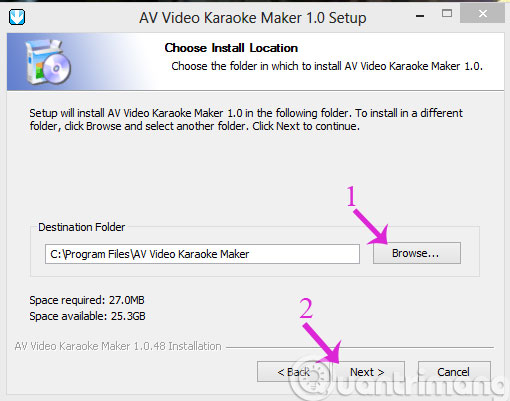 Chọn đường dẫn cho file cài đặt