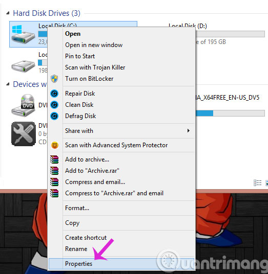Chọn Properties Chọn Properties