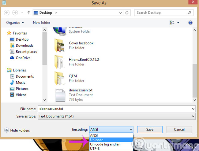 Đổi ANSI sang Unicode trong phần Encoding Đổi ANSI sang Unicode trong phần Encoding