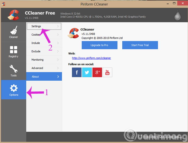Click Settings