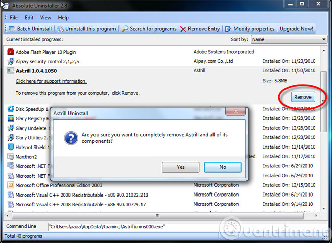 Ứng dụng Absolute Uninstaller