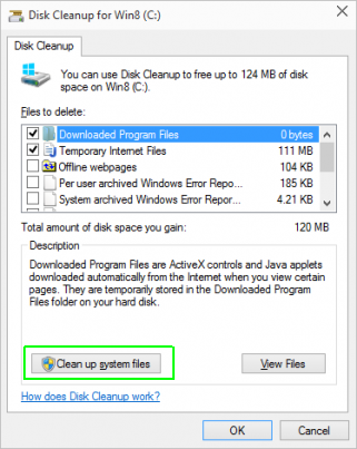  chọn Clean up system files