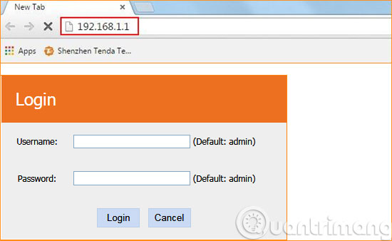 Đăng nhập trang quản trị Tenda