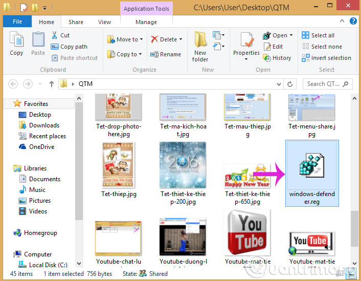 Click đúp vào tập tin Reg vừa tạo Click đúp vào tập tin Reg vừa tạo
