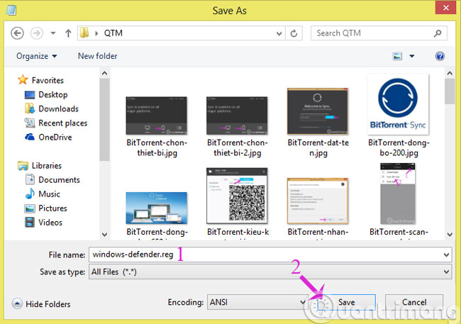 Lưu file với định dạng .reg Lưu file với định dạng .reg
