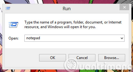 Nhập Notepad vào hộp thoại Run Nhập Notepad vào hộp thoại Run