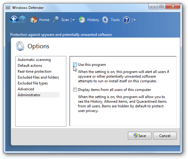 chọn Administrator