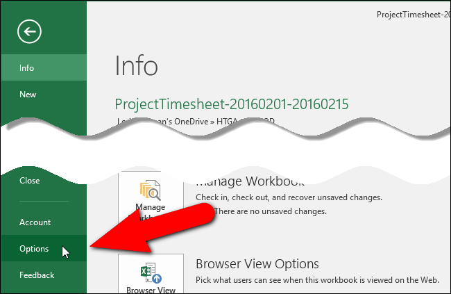 chọn Options chọn Options