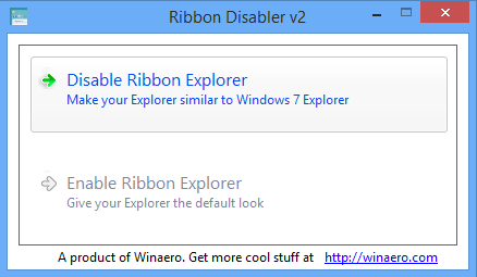 chọn Disable Explorer Ribbon chọn Disable Explorer Ribbon