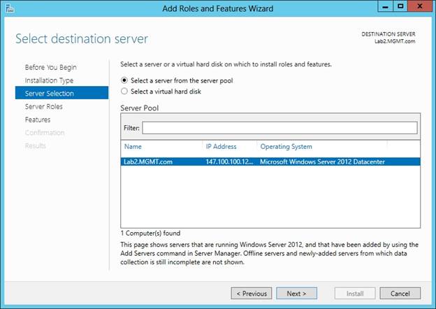 Wizard Windows server 2012