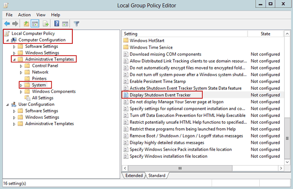  Display Shutdown Event Tracker