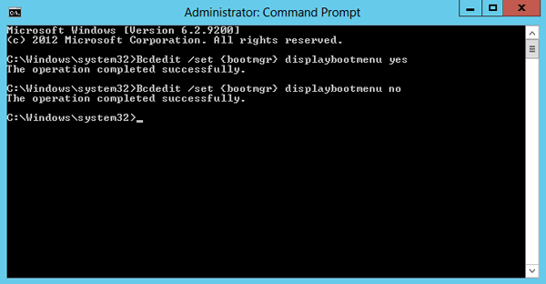 Nhập Bcdedit /set {bootmgr  displaybootmenu yes