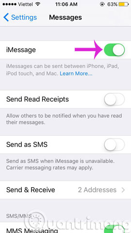 Kích hoạt tính năng iMessage trên iPhone như thế nào?