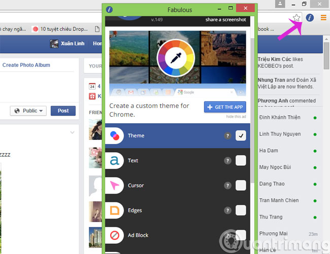 Nhấn vào biểu tượng Fabulous
