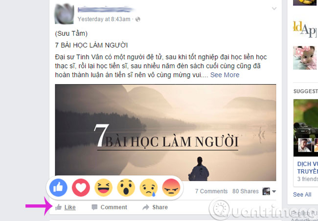 Cách hiển thị các nút bấm cảm xúc Cách hiển thị các nút bấm cảm xúc