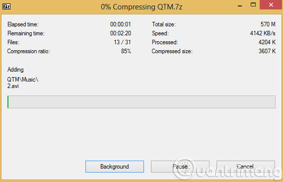 Tốc độ nén file của 7Zip Tốc độ nén file của 7Zip
