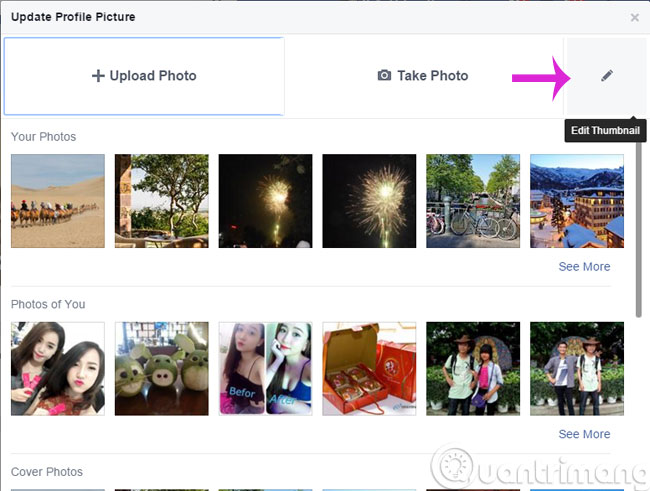 Nhấn Edit Thumbnail