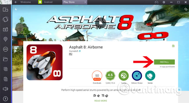 Cài đặt trò chơi Asphalt 8 trên máy tính