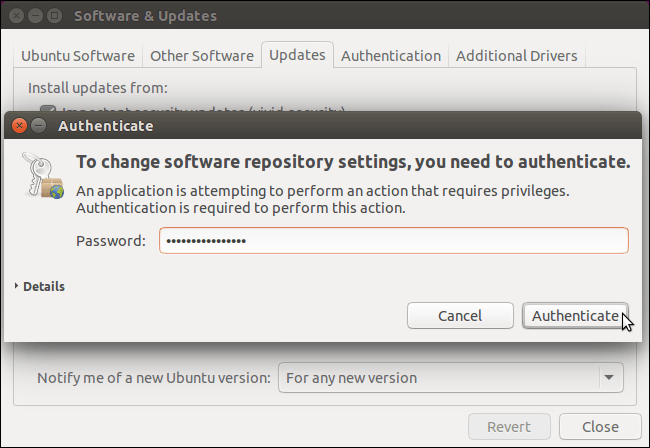 chọn Authenticate chọn Authenticate
