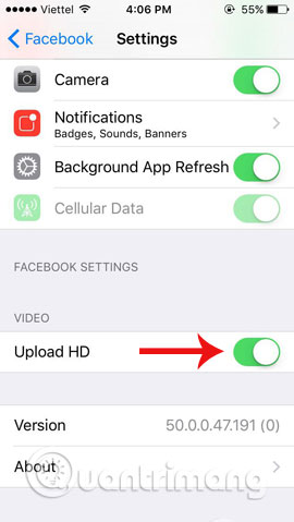 upload video HD lên Facebook trên iPhone