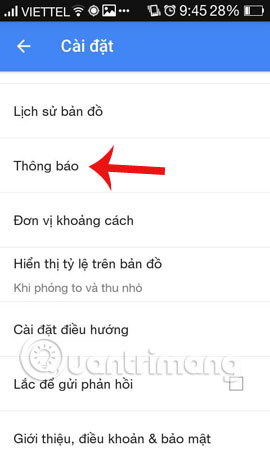 Chọn thông báo  gửi bản đồ Google Maps trên PC tới điện thoại