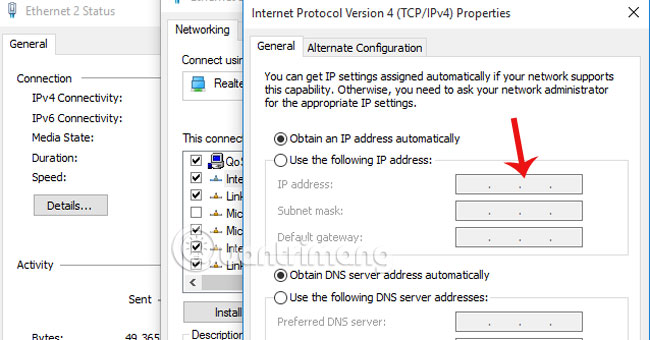 Thay đổi giá trị Internet Protocol Version 4 (TCP/IPv4)