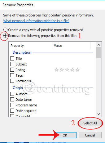 Remove Properties Bảo mật thông tin ảnh trên Windows 10