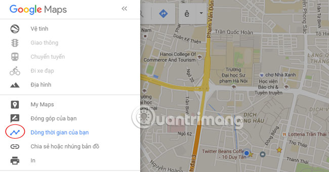 Location History tại Google Maps