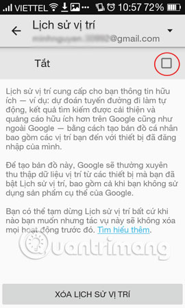 Location History tại Google Maps