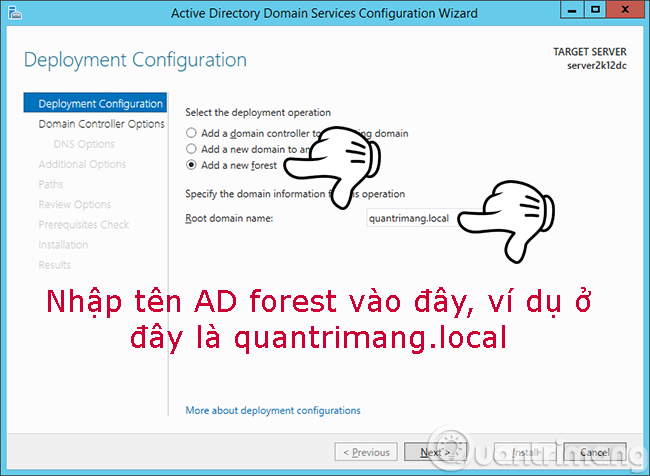 Nhập tên Domain