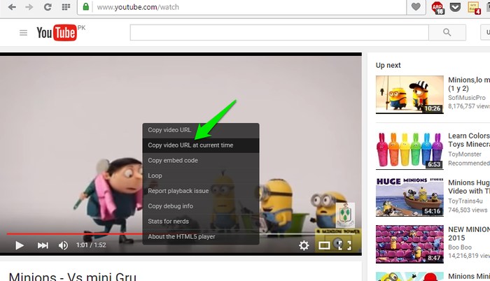 Copy video URL at current time Copy video URL at current time