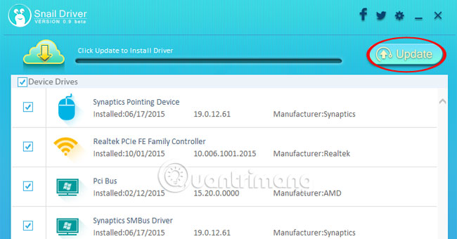 Update phiên bản driver tự động cập nhật driver trên Windows bằng SnailDriver